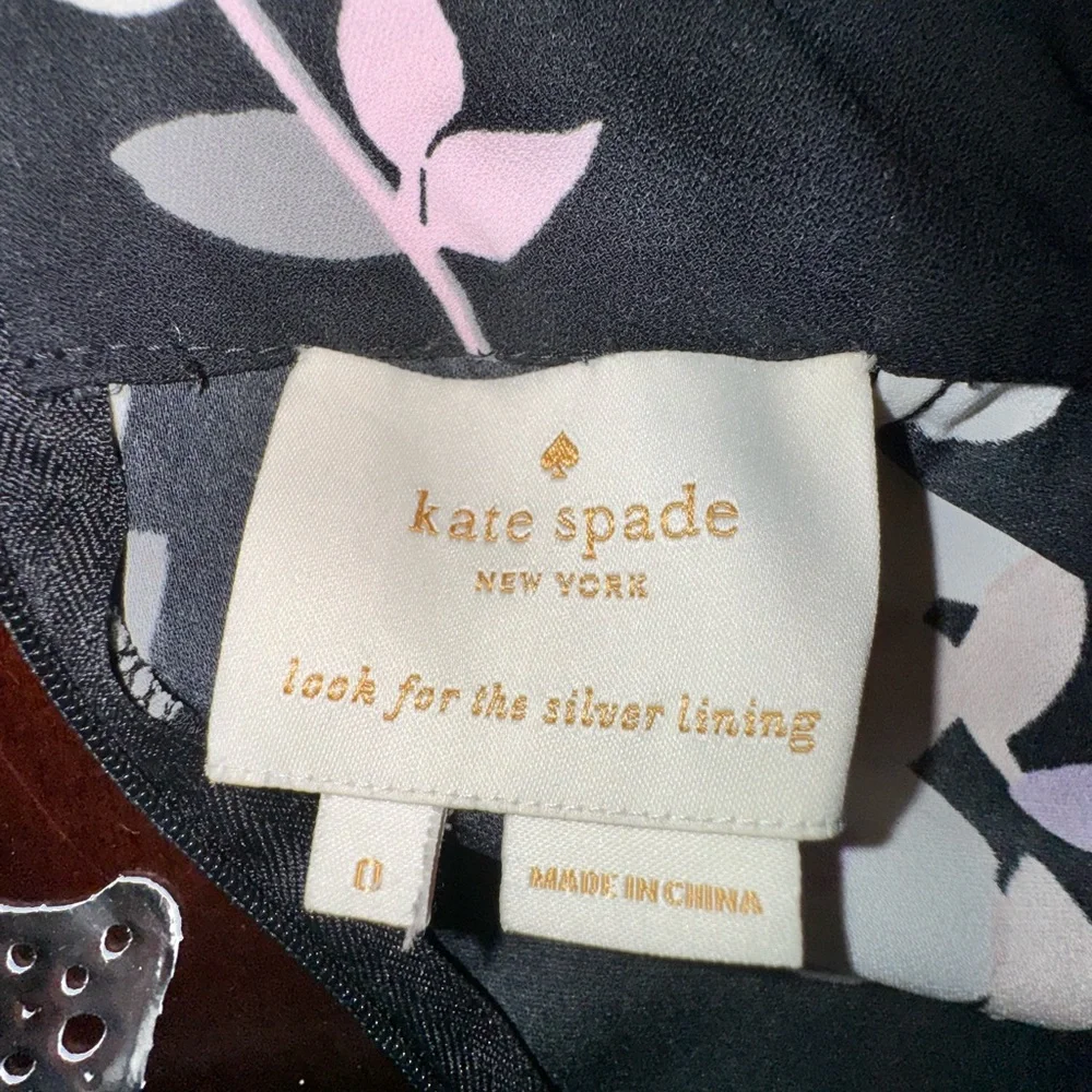 Kate Spade Posy Floral Swing Dress Black and White Size 0